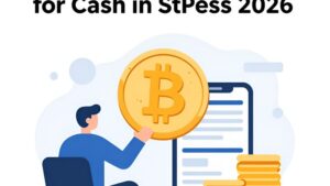 Символическая иллюстрация процесса обмена криптовалюты на наличные рубли в Санкт-Петербурге от компании ВМ Петербург